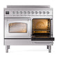 ILVE Nostalgie II 40-Inch Induction Range with 6 Induction Elements, 4.3 cu. ft. Oven, Stainless Steel with Chrome Trim, Triple Glass Door, UNDI406NMPSSC