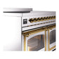 ILVE Nostalgie II 40-Inch Induction Range with 6 Induction Elements, 4.3 cu. ft. Oven, Stainless Steel with Brass Trim, Triple Glass Door, UNDI406NMPSSG