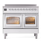 ILVE Nostalgie II 40-Inch Induction Range with 6 Induction Elements, 4.3 cu. ft. Oven, White with Chrome Trim, Triple Glass Door, UNDI406NMPWHC