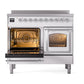 ILVE Nostalgie II 40-Inch Induction Range with 6 Induction Elements, 4.3 cu. ft. Oven, White with Chrome Trim, Triple Glass Door, UNDI406NMPWHC