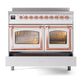 ILVE Nostalgie II 40-Inch Induction Range with 6 Induction Elements, 4.3 cu. ft. Oven, White with Copper Trim, Triple Glass Door, UNDI406NMPWHP