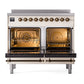 ILVE Nostalgie II 40-Inch Induction Range with 6 Induction Elements, 4.3 cu. ft. Oven, Antique White with Burnished Trim, Solid Door, UNDI406QNMPAWB