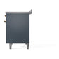 ILVE Nostalgie II 40-Inch Induction Range with 6 Induction Elements, 4.3 cu. ft. Oven, Blue Grey with Brass Trim, Solid Door, UNDI406QNMPBGG