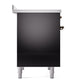 ILVE Nostalgie II 40-Inch Induction Range with 6 Induction Elements, 4.3 cu. ft. Oven, Glossy Black with Burnished Trim, Solid Door, UNDI406QNMPBKB