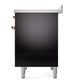 ILVE Nostalgie II 40-Inch Induction Range with 6 Induction Elements, 4.3 cu. ft. Oven, Glossy Black with Copper Trim, Solid Door, UNDI406QNMPBKP