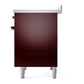 ILVE Nostalgie II 40-Inch Induction Range with 6 Induction Elements, 4.3 cu. ft. Oven, Burgundy with Burnished Trim, Solid Door, UNDI406QNMPBUB