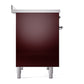 ILVE Nostalgie II 40-Inch Induction Range with 6 Induction Elements, 4.3 cu. ft. Oven, Burgundy with Chrome Trim, Solid Door, UNDI406QNMPBUC