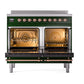 ILVE Nostalgie II 40-Inch Induction Range with 6 Induction Elements, 4.3 cu. ft. Oven, Emerald Green with Copper Trim, Solid Door, UNDI406QNMPEGP