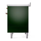 ILVE Nostalgie II 40-Inch Induction Range with 6 Induction Elements, 4.3 cu. ft. Oven, Emerald Green with Copper Trim, Solid Door, UNDI406QNMPEGP