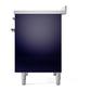 ILVE Nostalgie II 40-Inch Induction Range with 6 Induction Elements, 4.3 cu. ft. Oven, Midnight Blue with Chrome Trim, Solid Door, UNDI406QNMPMBC