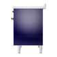 ILVE Nostalgie II 40-Inch Induction Range with 6 Induction Elements, 4.3 cu. ft. Oven, Midnight Blue with Brass Trim, Solid Door, UNDI406QNMPMBG