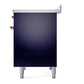 ILVE Nostalgie II 40-Inch Induction Range with 6 Induction Elements, 4.3 cu. ft. Oven, Midnight Blue with Copper Trim, Solid Door, UNDI406QNMPMBP