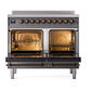 ILVE Nostalgie II 40-Inch Induction Range with 6 Induction Elements, 4.3 cu. ft. Oven, Graphite Matte with Burnished Trim, Solid Door, UNDI406QNMPMGB