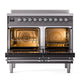 ILVE Nostalgie II 40-Inch Induction Range with 6 Induction Elements, 4.3 cu. ft. Oven, Graphite Matte with Chrome Trim, Solid Door, UNDI406QNMPMGC