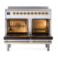 ILVE Nostalgie II 40-Inch Induction Range with 6 Induction Elements, 4.3 cu. ft. Oven, RAL with Brass Trim, Solid Door, UNDI406QNMPRAG