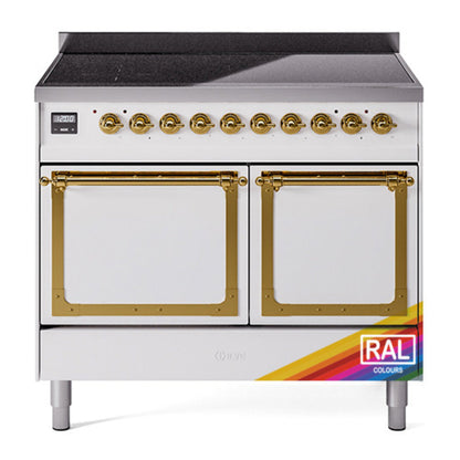 ILVE Nostalgie II 40-Inch Induction Range with 6 Induction Elements, 4.3 cu. ft. Oven, RAL with Brass Trim, Solid Door, UNDI406QNMPRAG