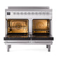 ILVE Nostalgie II 40-Inch Induction Range with 6 Induction Elements, 4.3 cu. ft. Oven, White with Chrome Trim, Solid Door, UNDI406QNMPWHC