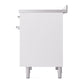 ILVE Nostalgie II 40-Inch Induction Range with 6 Induction Elements, 4.3 cu. ft. Oven, White with Chrome Trim, Solid Door, UNDI406QNMPWHC
