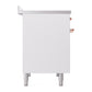 ILVE Nostalgie II 40-Inch Induction Range with 6 Induction Elements, 4.3 cu. ft. Oven, White with Copper Trim, Solid Door, UNDI406QNMPWHP