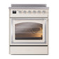 ILVE Nostalgie II 30-Inch Induction Range with 4 Induction Elements, 3.5 cu. ft. Oven, Antique White with Chrome Trim, Triple Glass Door, UNI304NMPAWC