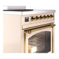 ILVE Nostalgie II 30-Inch Induction Range with 4 Induction Elements, 3.5 cu. ft. Oven, Antique White with Brass Trim, Triple Glass Door, UNI304NMPAWG