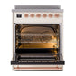 ILVE Nostalgie II 30-Inch Induction Range with 4 Induction Elements, 3.5 cu. ft. Oven, Antique White with Copper Trim, Triple Glass Door, UNI304NMPAWP