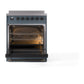 ILVE Nostalgie II 30-Inch Induction Range with 4 Induction Elements, 3.5 cu. ft. Oven, Blue Grey with Burnished Trim, Triple Glass Door, UNI304NMPBGB