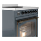 ILVE Nostalgie II 30-Inch Induction Range with 4 Induction Elements, 3.5 cu. ft. Oven, Blue Grey with Burnished Trim, Triple Glass Door, UNI304NMPBGB