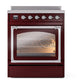 ILVE Nostalgie II 30-Inch Induction Range with 4 Induction Elements, 3.5 cu. ft. Oven, Burgundy with Chrome Trim, Triple Glass Door, UNI304NMPBUC