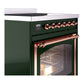 ILVE Nostalgie II 30-Inch Induction Range with 4 Induction Elements, 3.5 cu. ft. Oven, Emerald Green with Copper Trim, Triple Glass Door, UNI304NMPEGP