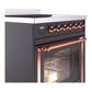 ILVE Nostalgie II 30-Inch Induction Range with 4 Induction Elements, 3.5 cu. ft. Oven, Graphite Matte with Copper Trim, Triple Glass Door, UNI304NMPMGP
