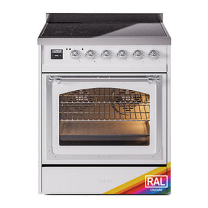 ILVE Nostalgie II 30-Inch Induction Range with 4 Induction Elements, 3.5 cu. ft. Oven, RAL with Chrome Trim, Triple Glass Door, UNI304NMPRAC