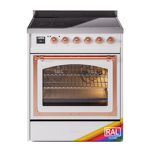 ILVE Nostalgie II 30-Inch Induction Range with 4 Induction Elements, 3.5 cu. ft. Oven, RAL with Copper Trim, Triple Glass Door, UNI304NMPRAP