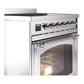 ILVE Nostalgie II 30-Inch Induction Range with 4 Induction Elements, 3.5 cu. ft. Oven, Stainless Steel with Chrome Trim, Triple Glass Door, UNI304NMPSSC