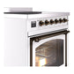 ILVE Nostalgie II 30-Inch Induction Range with 4 Induction Elements, 3.5 cu. ft. Oven, White with Burnished Trim, Triple Glass Door, UNI304NMPWHB
