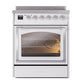 ILVE Nostalgie II 30-Inch Induction Range with 4 Induction Elements, 3.5 cu. ft. Oven, White with Chrome Trim, Triple Glass Door, UNI304NMPWHC