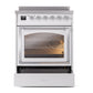 ILVE Nostalgie II 30-Inch Induction Range with 4 Induction Elements, 3.5 cu. ft. Oven, White with Chrome Trim, Triple Glass Door, UNI304NMPWHC