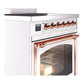 ILVE Nostalgie II 30-Inch Induction Range with 4 Induction Elements, 3.5 cu. ft. Oven, White with Copper Trim, Triple Glass Door, UNI304NMPWHP