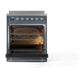 ILVE Nostalgie II 30-Inch Induction Range with 4 Induction Elements, 3.5 cu. ft. Oven, Blue Grey with Chrome Trim, Solid Door, UNI304QNMPBGC