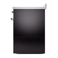 ILVE Nostalgie II 30-Inch Induction Range with 4 Induction Elements, 3.5 cu. ft. Oven, Glossy Black with Brass Trim, Solid Door, UNI304QNMPBKG