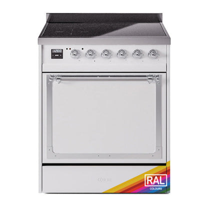 ILVE Nostalgie II 30-Inch Induction Range with 4 Induction Elements, 3.5 cu. ft. Oven, RAL with Chrome Trim, Solid Door, UNI304QNMPRAC