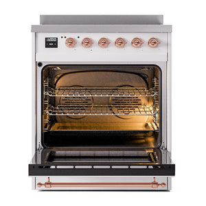 ILVE Nostalgie II 30-Inch Induction Range with 4 Induction Elements, 3.5 cu. ft. Oven, RAL with Copper Trim, Solid Door, UNI304QNMPRAP