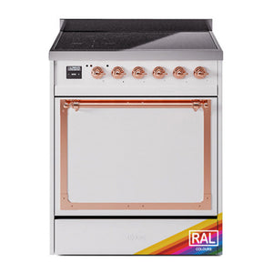 ILVE Nostalgie II 30-Inch Induction Range with 4 Induction Elements, 3.5 cu. ft. Oven, RAL with Copper Trim, Solid Door, UNI304QNMPRAP