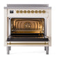 ILVE Nostalgie II 36-Inch Induction Range with 6 Induction Elements, 3.5 cu. ft. Oven, Antique White with Chrome Trim, Triple Glass Door, UNI366NMPAWC