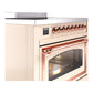 ILVE Nostalgie II 36-Inch Induction Range with 6 Induction Elements, 3.5 cu. ft. Oven, Antique White with Copper Trim, Triple Glass Door, UNI366NMPAWP