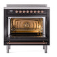 ILVE Nostalgie II 36-Inch Induction Range with 6 Induction Elements, 3.5 cu. ft. Oven, Glossy Black with Copper Trim, Triple Glass Door, UNI366NMPBKP