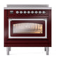 ILVE Nostalgie II 36-Inch Induction Range with 6 Induction Elements, 3.5 cu. ft. Oven, Burgundy with Chrome Trim, Triple Glass Door, UNI366NMPBUC