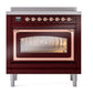 ILVE Nostalgie II 36-Inch Induction Range with 6 Induction Elements, 3.5 cu. ft. Oven, Burgundy with Copper Trim, Triple Glass Door, UNI366NMPBUP