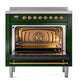 ILVE Nostalgie II 36-Inch Induction Range with 6 Induction Elements, 3.5 cu. ft. Oven, Emerald Green with Brass Trim, Triple Glass Door, UNI366NMPEGG