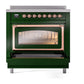 ILVE Nostalgie II 36-Inch Induction Range with 6 Induction Elements, 3.5 cu. ft. Oven, Emerald Green with Copper Trim, Triple Glass Door, UNI366NMPEGP
